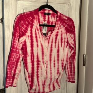 Pink and White Tie-Dye Cardigan